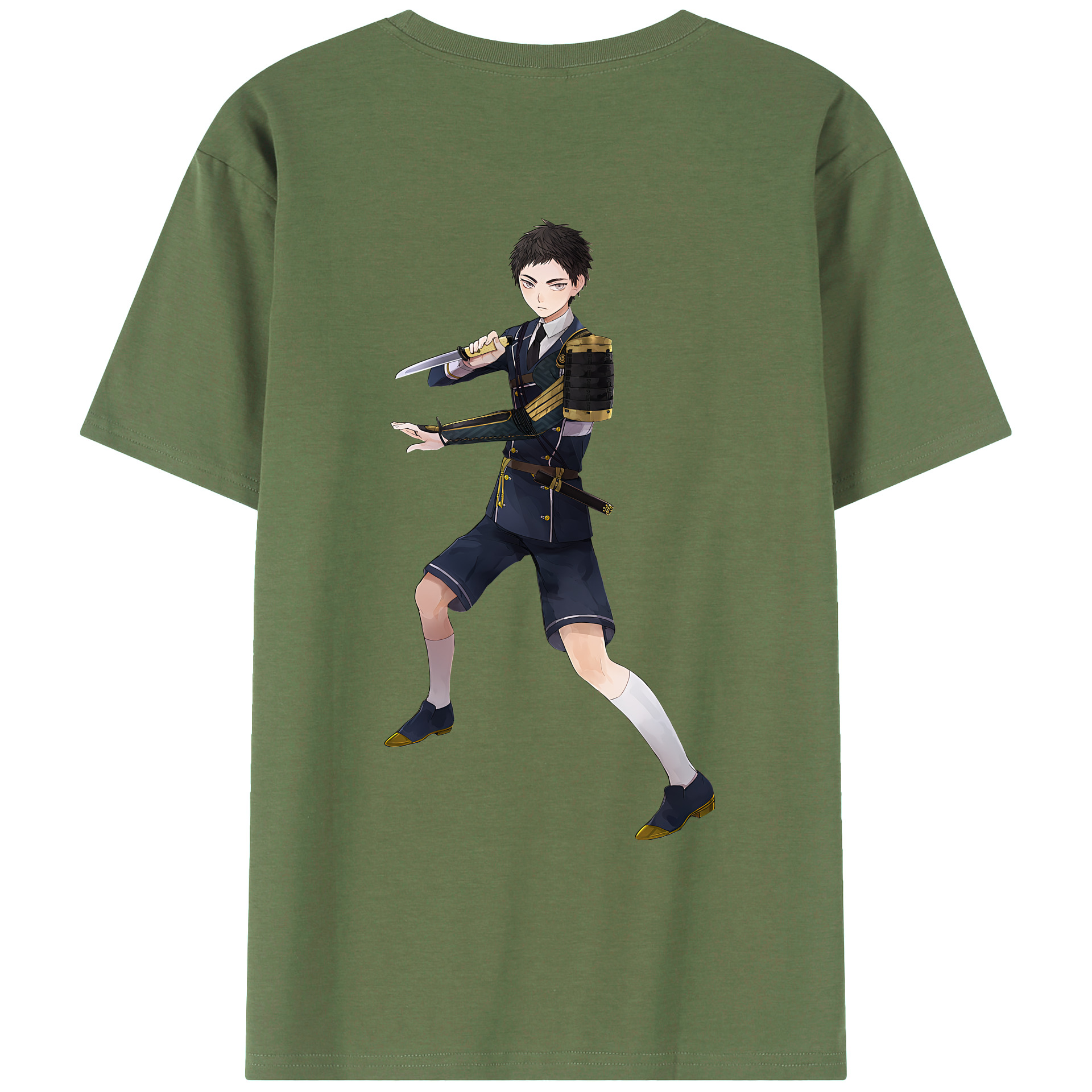 （画像用） 刀剣乱舞 Touken Ranbu 綿100％ メンズ半袖Tシャツ（バックプリント） 通気性